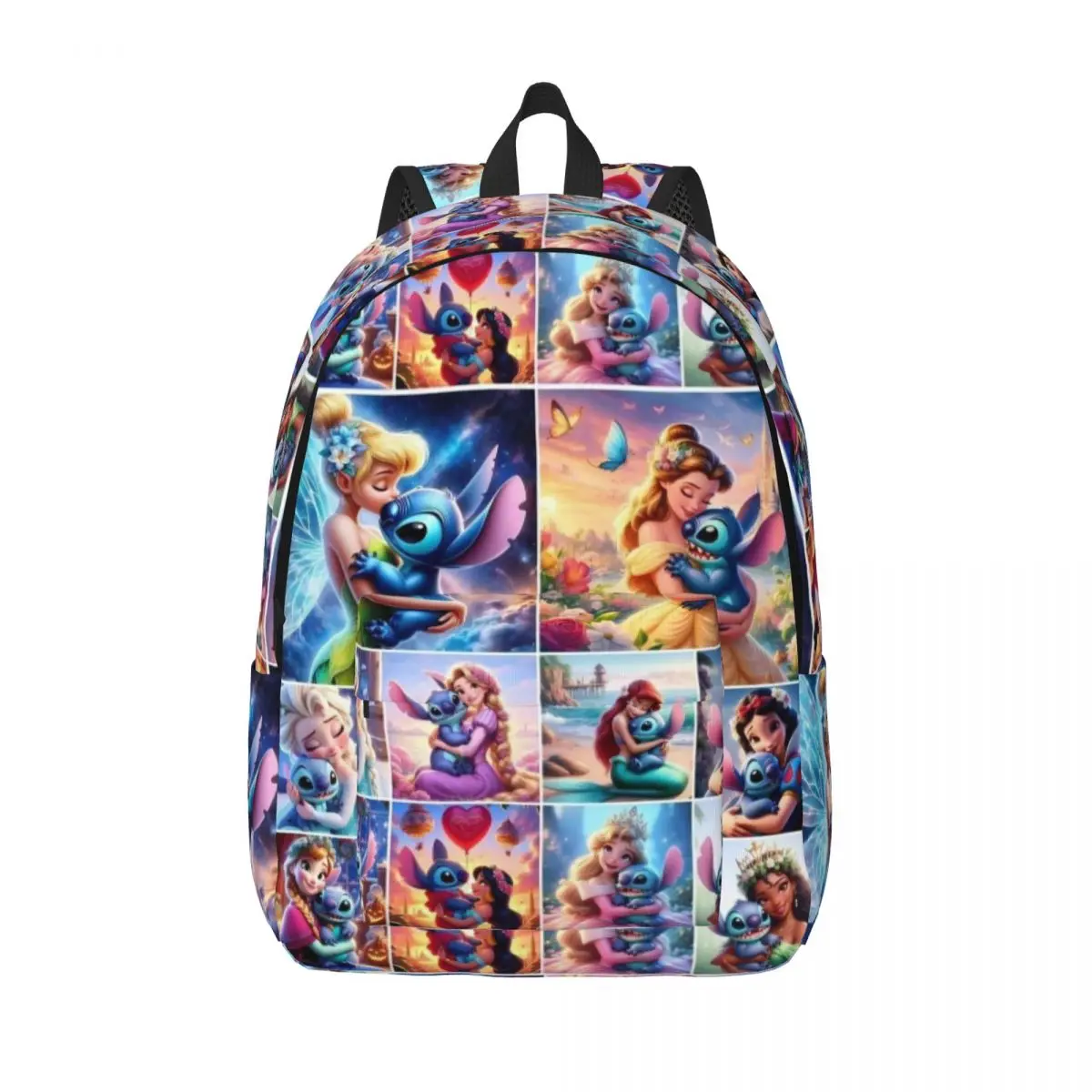 Custom Tinker Bell Stitch Wallpaper Canvas Backpack for Men Women School College Student Bookbag Fits 15 Inch Laptop Bags