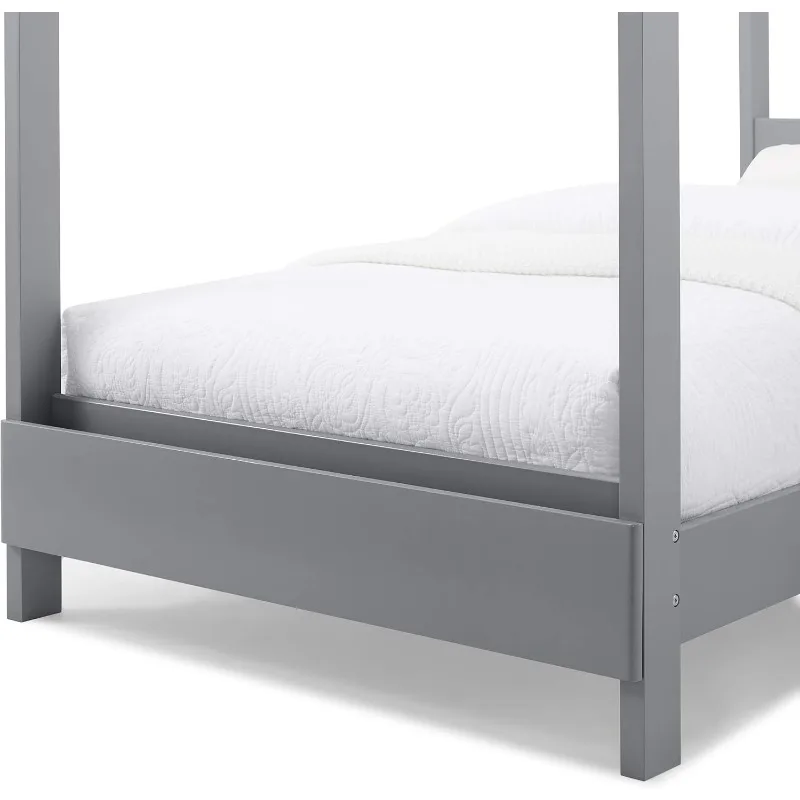 Casa de madera para niños de tamaño doble, cama de plataforma, No necesita resorte de caja, soporta hasta 250 libras, 82,59 "L x 41" W x 75 "H, gris