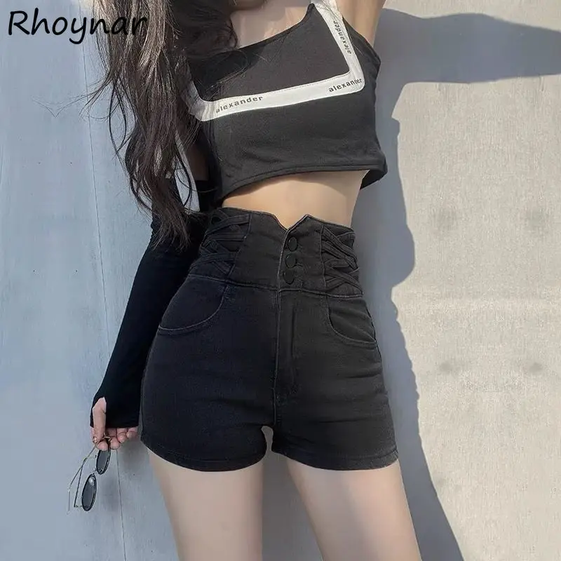 

Denim Shorts Streetwear Slim Sexy Hot Girls High Waist Retro Korean Style Summer Vacation Trendy Young Female Popular Chic New