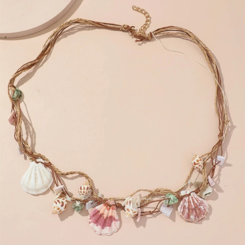 Bohemian Summer Beach Necklace Pendant Natural Sea Shells Pearl Charm Chain Necklace Handmade Trend Seashell Jewelry