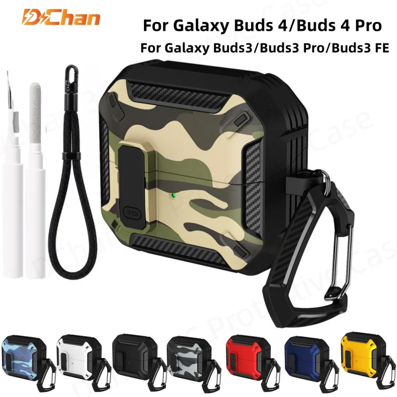 Lock Case for New Samsung Galaxy Buds4 Buds4 Pro with Safty Lock Carbon Fiber Galaxy Buds 4 Pro Buds3 Buds3 FE Buds3Pro Cases