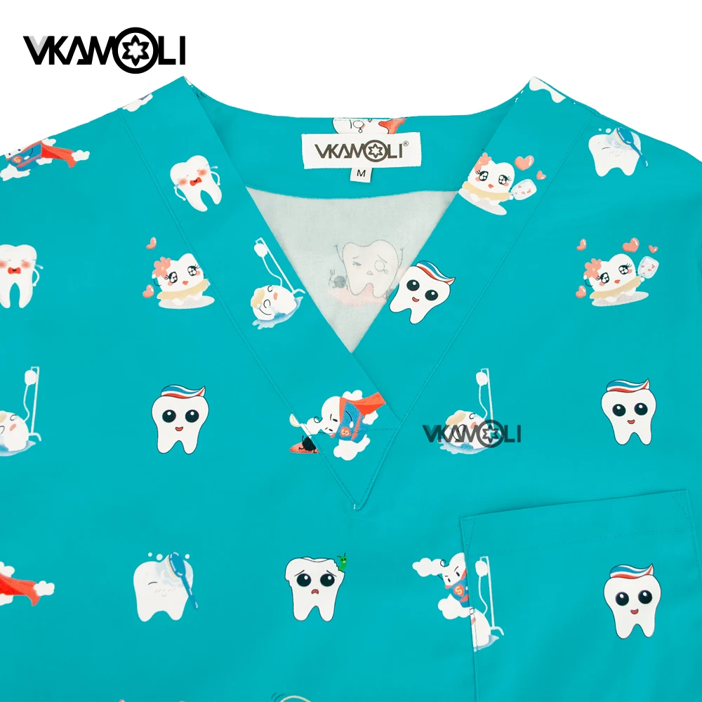 여러 개의 주머니 스크럽 탑 작업복, 병원 클래식 양식 Foctor 여자 남자 간호 치과 의류 작업복