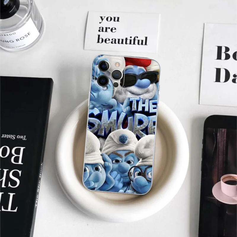 cartoon The S-Smurfs Anime Movie Phone Case For iPhone 15 14 11 12 13 Mini Pro XS Max Cover 6 7 8 Plus X XR SE 2020 Funda Shell