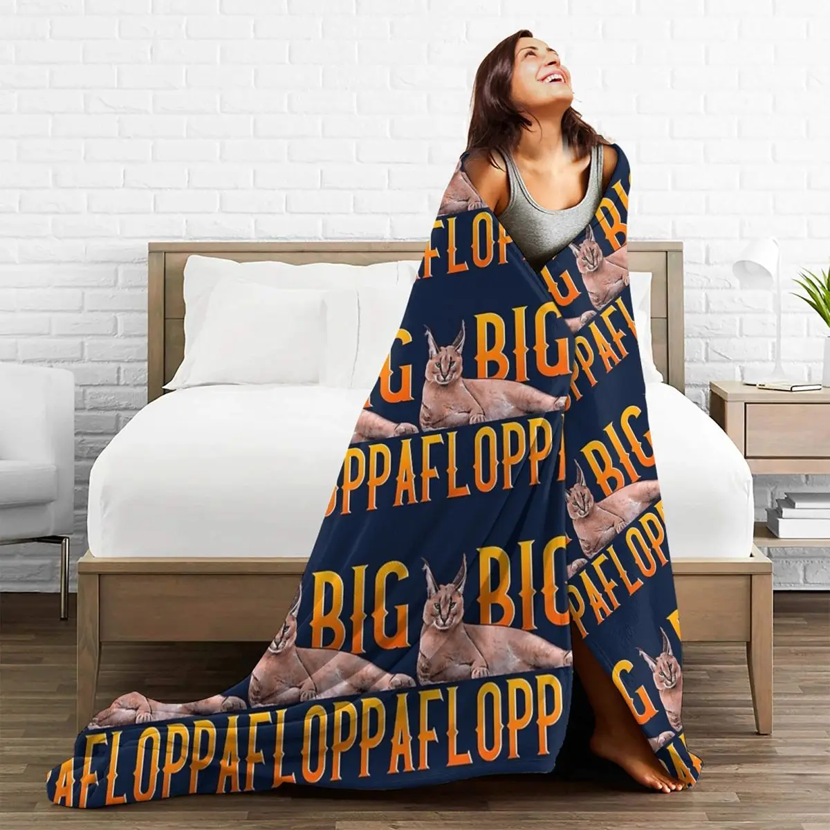 Big Floppa Funny Blankets Soft Warm Flannel Throw Blanket Cover for Bed Living room Picnic Travel Home Sofa