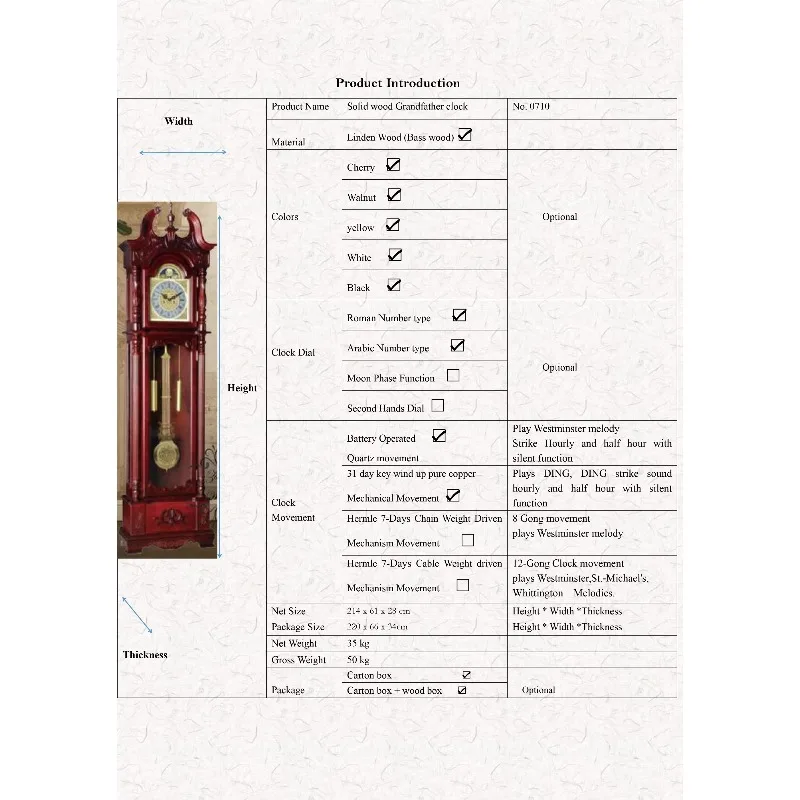 Selected materials, hardwood and veneer contemporary elegant wooden flooring grandfather clock