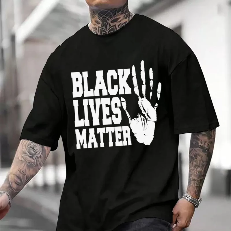 

Мужская и женская летняя футболка из 100% хлопка Black Lives Matter, свободная повседневная базовая футболка с короткими рукавами и круглым вырезом, топы