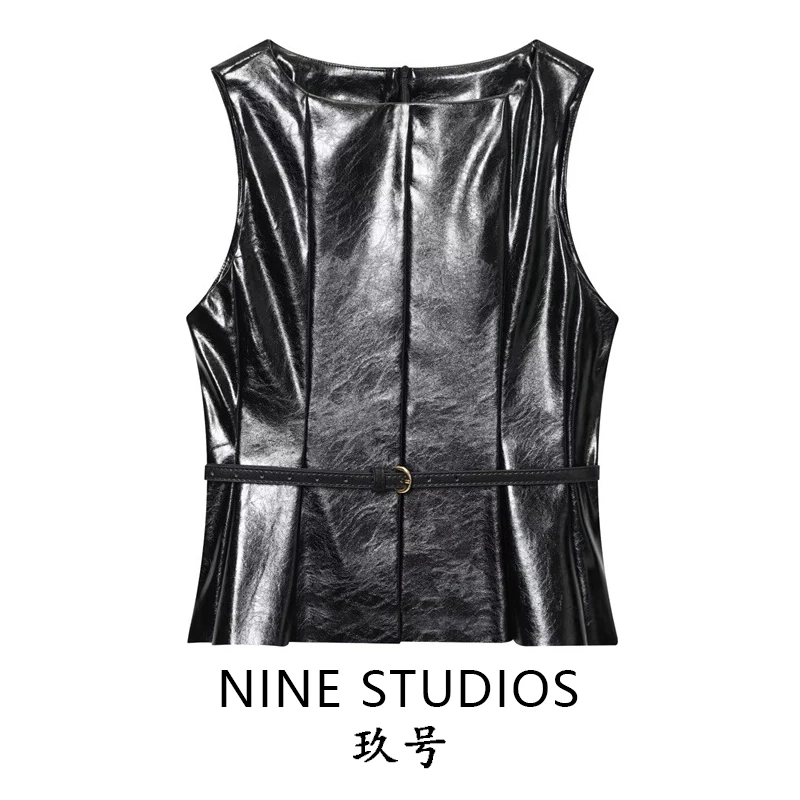 

Women's Casual PU Leather Effect Belt Slim Fit Top Vest Svel 30437 Commute Sle Pure Color Polyester Material