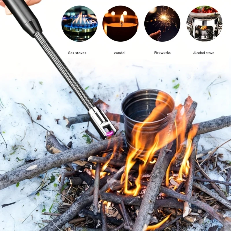 1/5Pack Pulse Arc Electronic Lighter Windproof Flameless LED Power Indicator USB Charging Suitable for Kitchen Barbecue Camping
