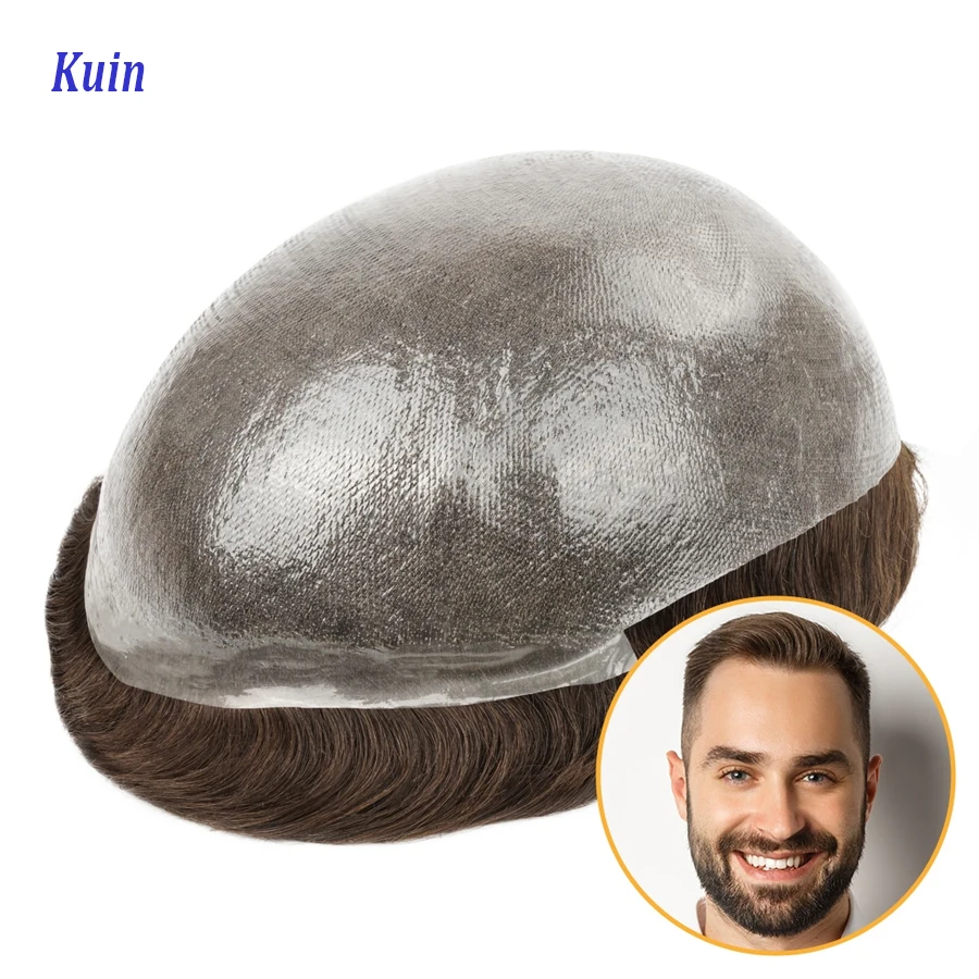 

Skin Hair System 0.1mm Knotless V-loop Pu Toupee Men Durable Wigs For Men 100% Human Hair System Unit Capillary Prosthesis