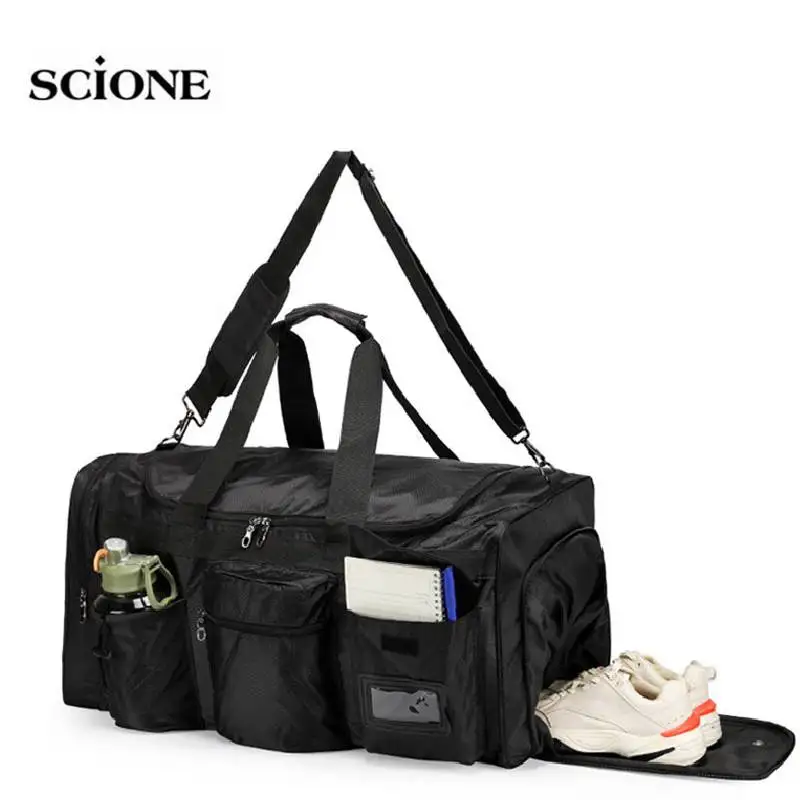 

Outdoor Travel Fitness Bag Shoes Pocket Gym Men Handbag Shoulder Crossbody Casual Trip Sport Bags Weekennder Carry On Duffel