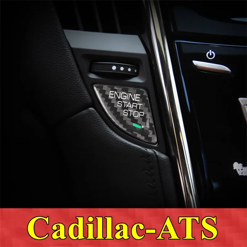 For Cadillac ATS Car Engine Start Stop Button Cover Real Carbon Fiber Sticker