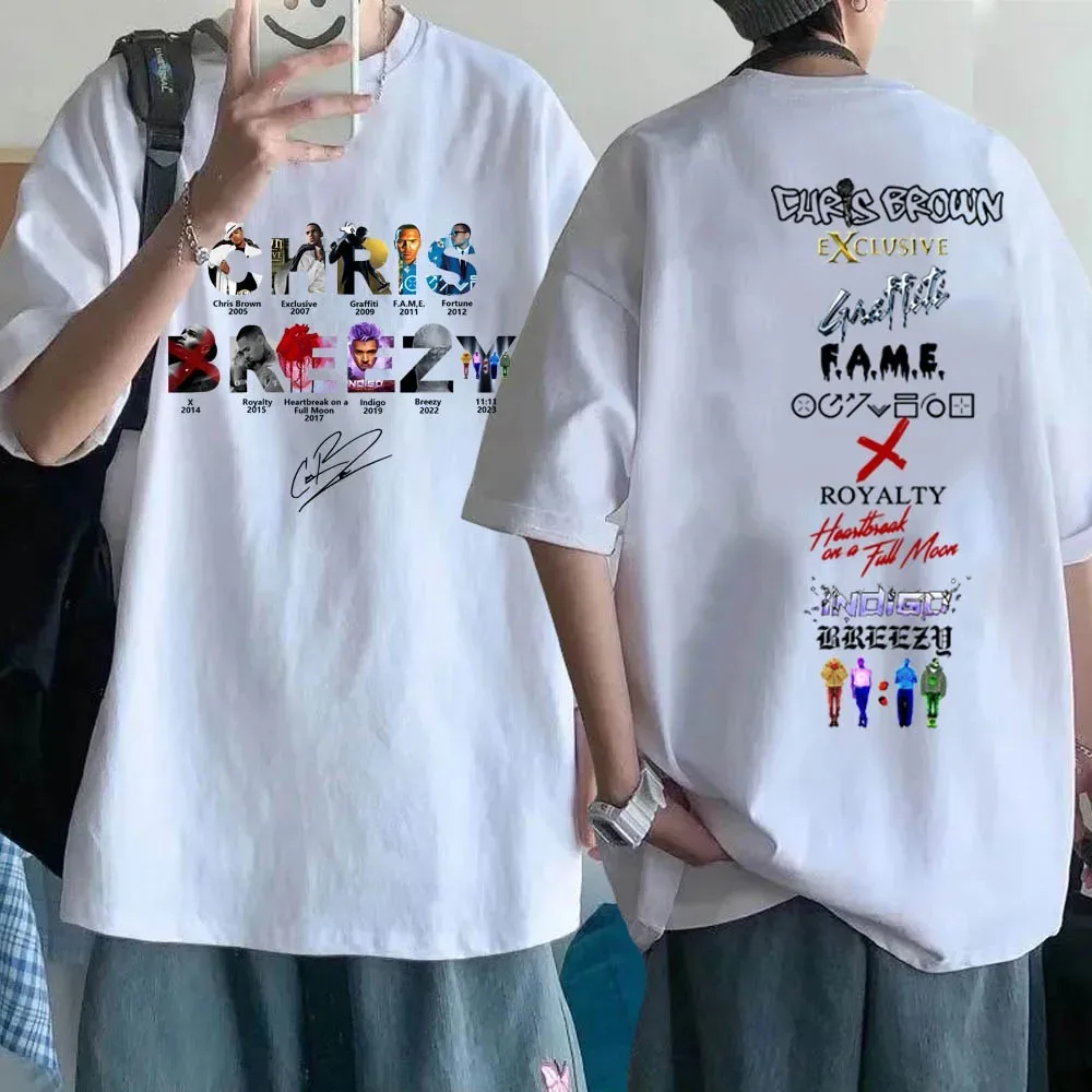 

25 New Hot Fashion Chris Brown Rapper Album Series Merch T-Shirts Harajuku O-Neck Short Sleeve Man Women Fans Gift Streetwear