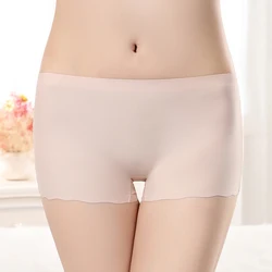 BANNIROU 1Pcs Women's Boyshorts Panties Seamless Ice Silk Solid Mid-Rise Female Intimates Underwear For Woman