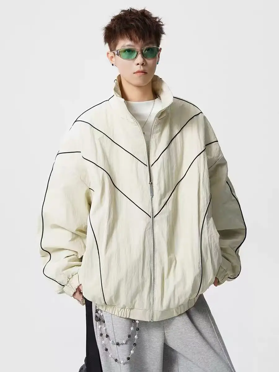 

Retro American Cotton Jaet Men's Winter Thiened Warm Loose Cold-resistant Splicing Trendy Outerwear Casual Faion