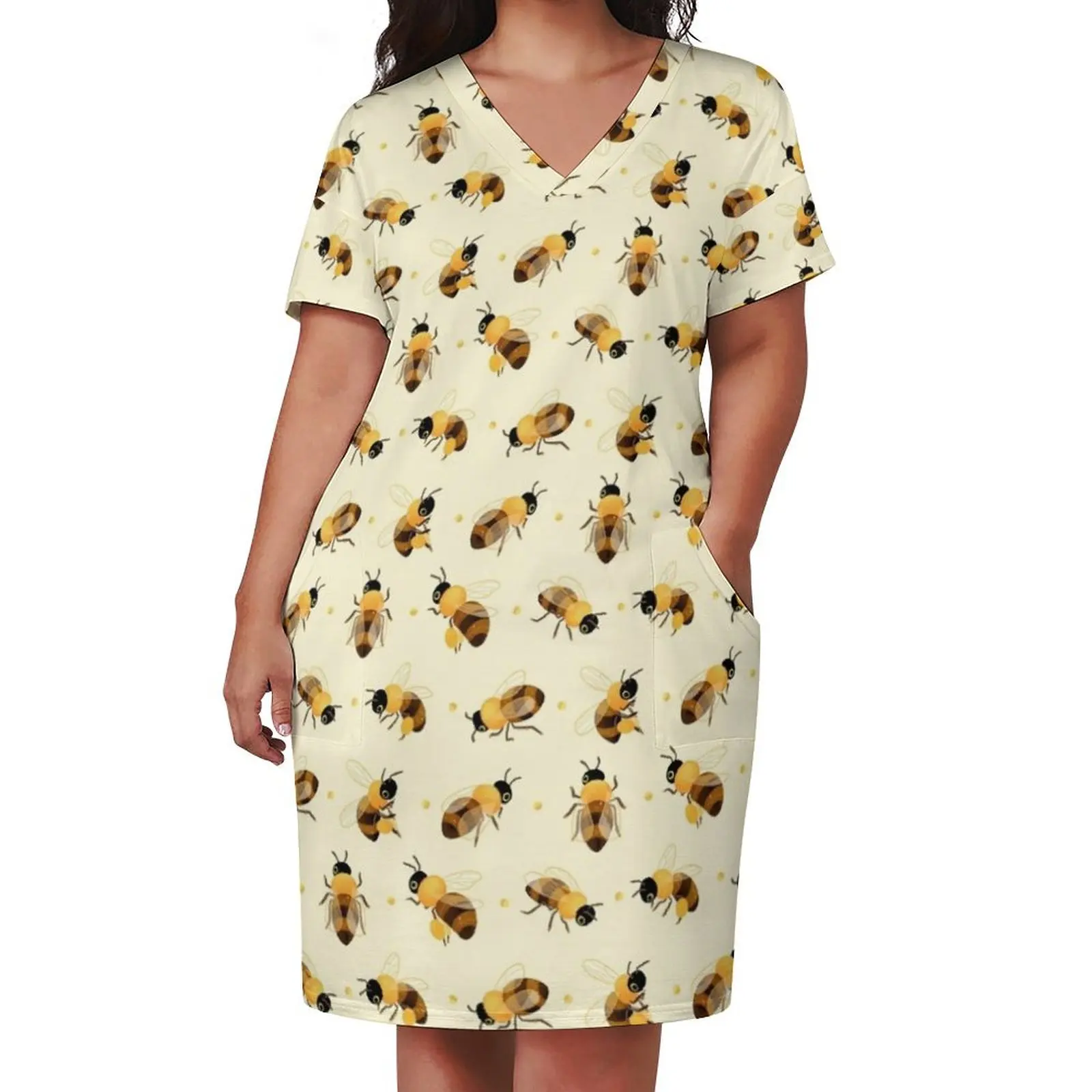 Honey bees Loose Pocket Dress dress for women 2024 elegant dress Female clothing