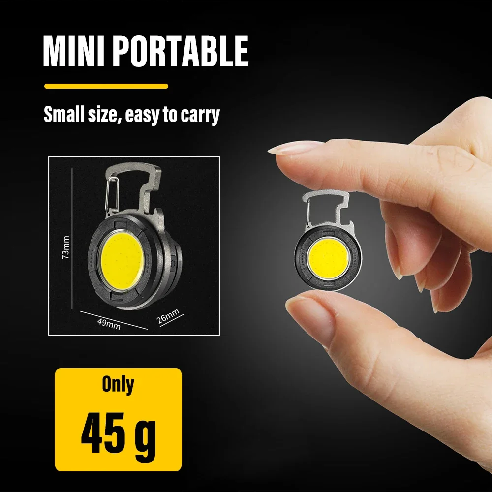 MINI linterna LED súper brillante, linterna recargable por USB, COB, llavero, luz de trabajo, reflector con imán fuerte, linterna de pesca para