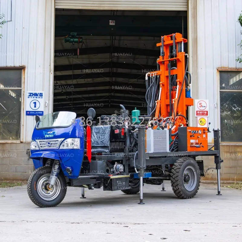 Three Wheeled Drilling Rig 100m 200m 300m for Water Well with Pump and Engine Core Components