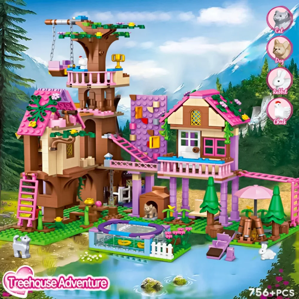 Friends City Tree House Summer Holiday Villa Castle Building Blocks Garden Swimming Model Figures Toy For Birthday Gift