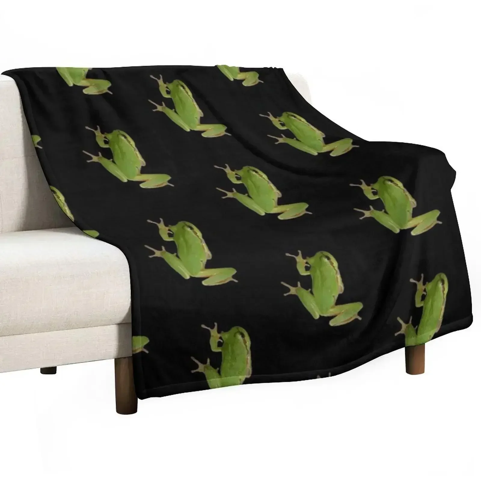 New Cute Climbing Green Tree Frog Vector Art Throw Blanket Soft Stuffeds sofa bed Tourist Vintage Soft Plush Plaid Blankets