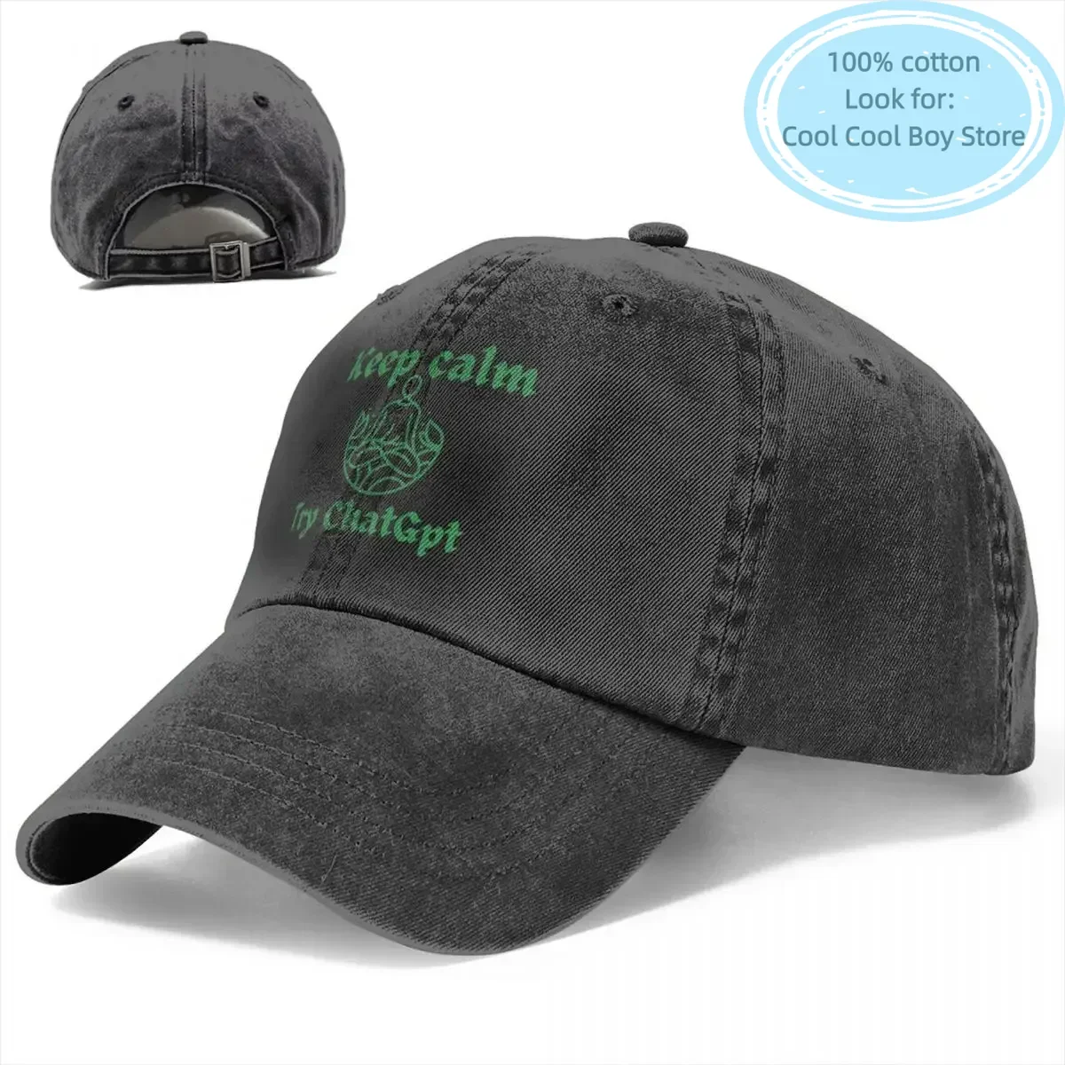 Washed Men's Baseball Cap Keep Calm Yoga Trucker Snapback Cowboy Caps Dad Hat ChatGPT Golf Hats