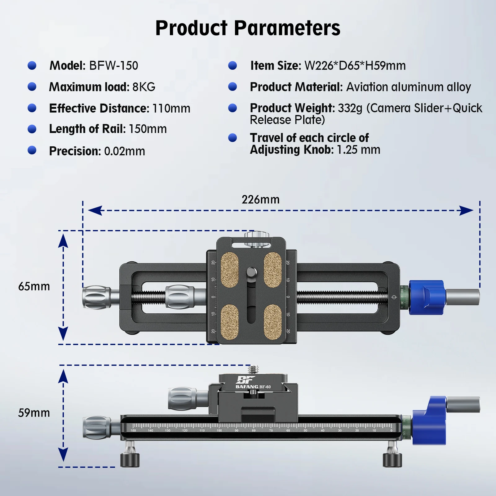 BAFANG 360° Macro Pinion Guide Rail SLR Camera Slide with Quick Mounting Plate Special Photography Tripod Accessories