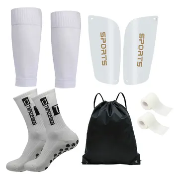 5PCS Set Drawstring Ball Bag Men Women Outdoor Soccer Football Socks Cycling Leg Cover Shin Pads Training Shank Board Bandages