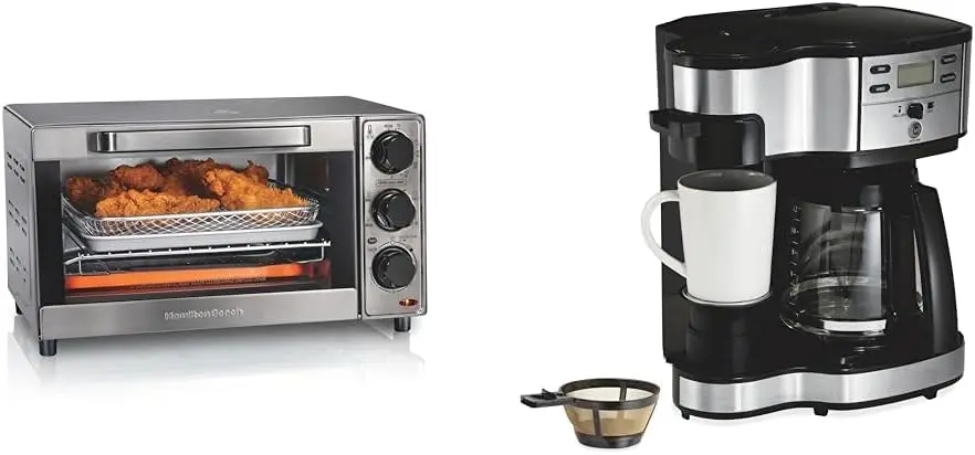 

Комбинированная фритюрница Sure-Crisp Toaster, 9 футов, кофеварка для пиццы, 4 ломтика, 12 чашек со стеклянным графином