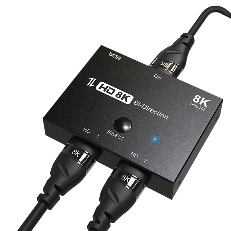 8K 2 Into 1 Out 1 Into 2 Out HD Converter Computer Projection To Tv Adapter For Multi-Device Connection Switching