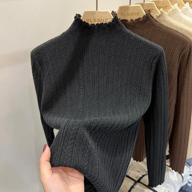 2024 Autumn Winter Women Sweater Half Turtleneck Cashmere Sweater Women Knitted Pullover Fashion Keep Warm Loose Tops