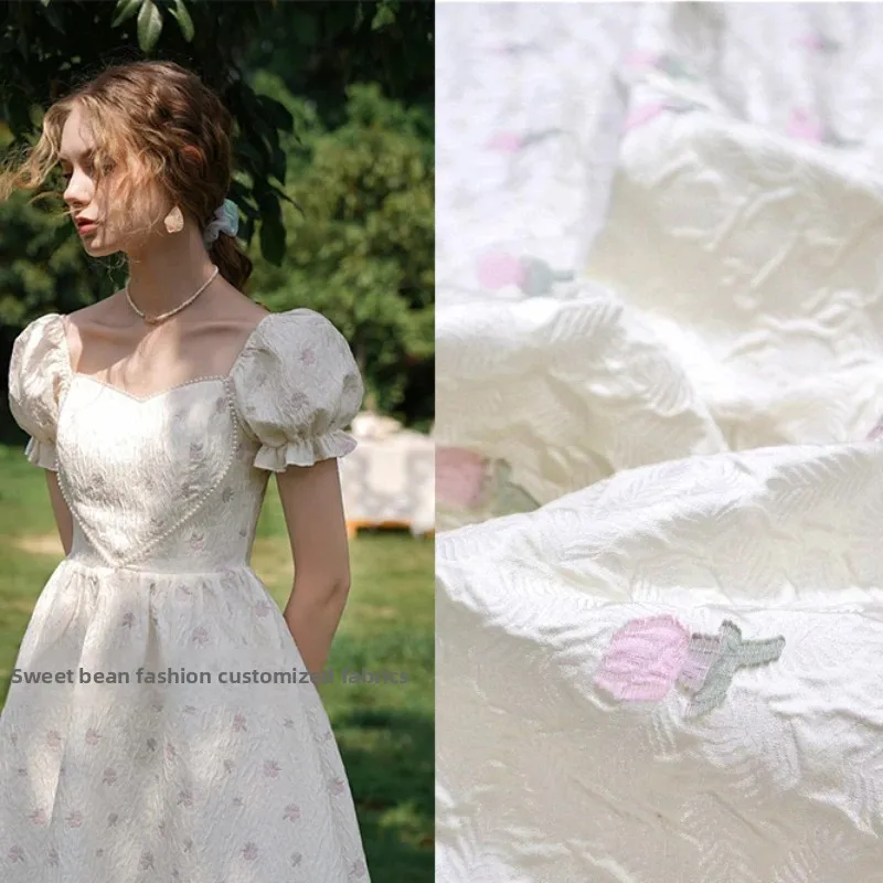 

Окрашенная в пряжу парчовая жаккардовая ткань с вырезом в виде цветов, платье, ветровка, пальто, одежда, европейский бренд, модный дизайн, шить, оптовая продажа, ткань