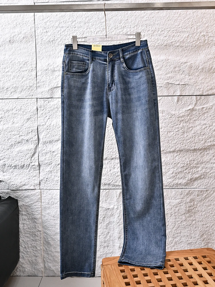 

Washed out Casual Men's Jeans Spring Season Versatile Straight Leg Fit Breathable Youthful Style mid Waist Long Pants