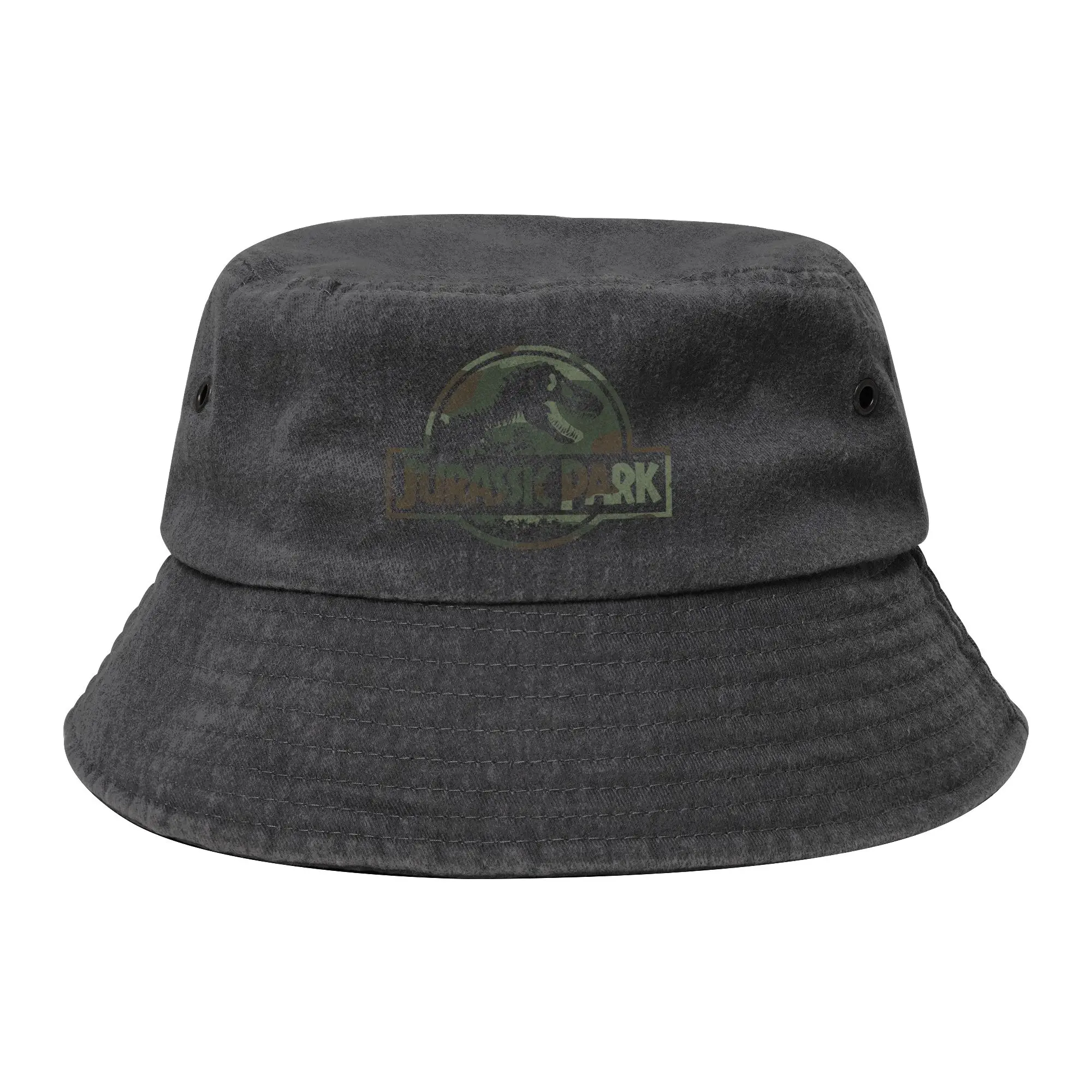 Moda Camo Jurassic Park sombreros de cubo hombres mujeres ligero deporte al aire libre lavado Denim pesca gorras verano viaje sombreros