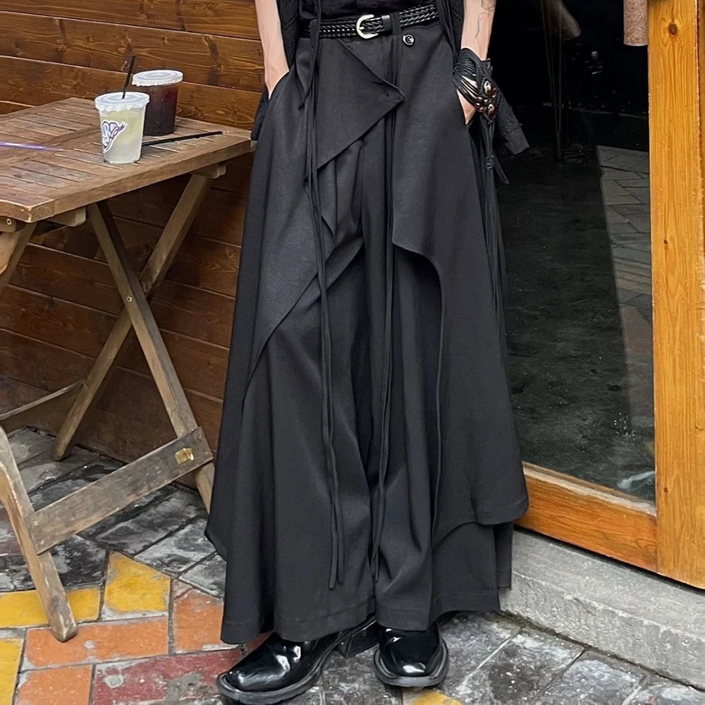 

Новые зимние мужские однотонные юбки нестандартной формы, брюки унисекс, американский ретро-модный тренд, свободные нишевые мужские штаны High Street