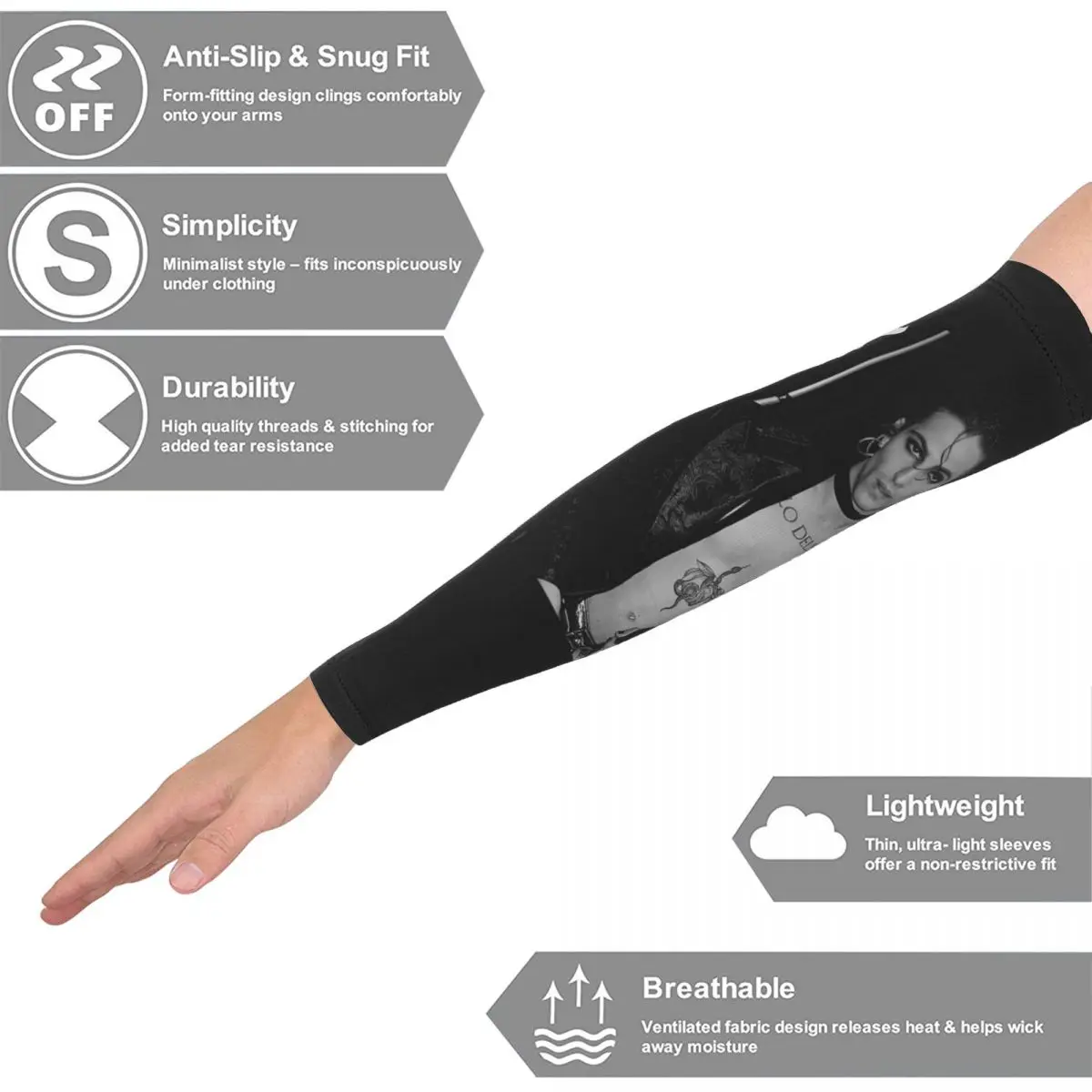 ダミアーノ・デイビッド・マネスキン アウトドアアームスリーブ 日焼け止めUVカットカバー 夏用サイクリングタトゥースリーブ