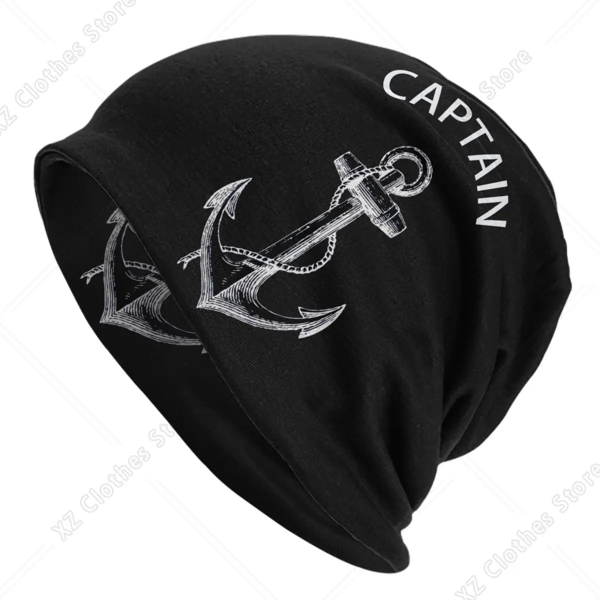 Custom Captain Anchor Skullies Beanies Caps Streetwear Winter Knitted Hat Adult Unisex Nautical Sailor Adventure Bonnet Hats