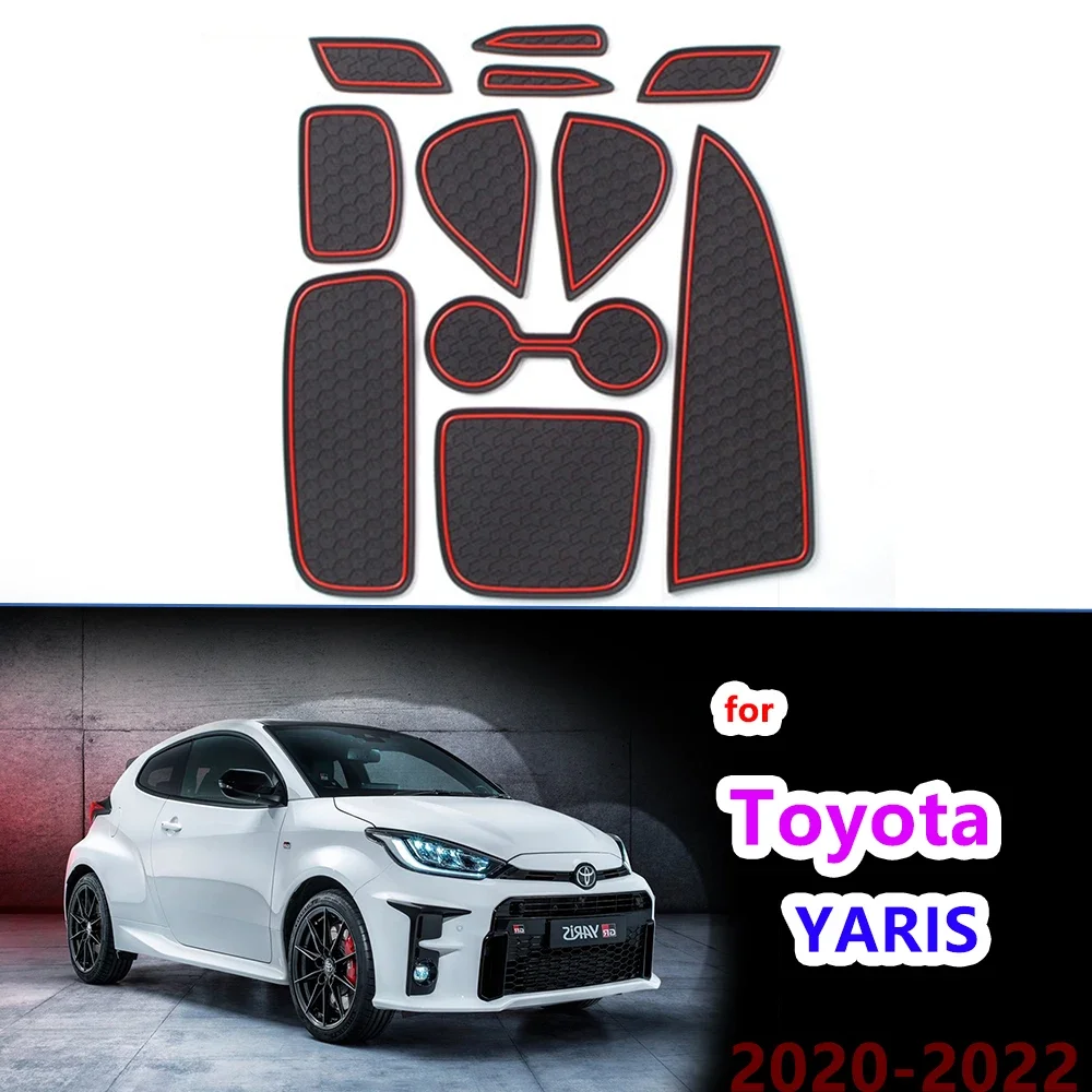 Anti-Slip Gate Slot Mats Cup Rubber Pads Rug For Toyota Yaris 2020 2021 2022 MK4 XP210 Car Interior Door Pad/Cup Non-slip Pad