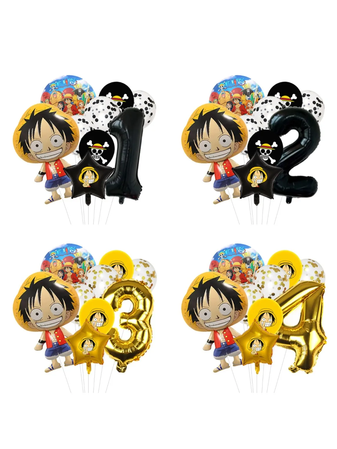 Anpassbarer One Piece Ballon-Bouquet Luffy Folienballon mit optionaler Altersauswahl für Jungen Anime-Geburtstag
