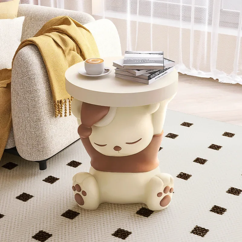 Cartoon Good Night Bear Statue Living Room Animal Coffee Table Mini Bedroom Bed Table Sofa Creative Corner Side Tables Cabinet