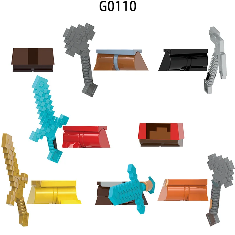 The Action Figures Axe Pick Weapons Pants Hair Parts Model Blocks MOC Bricks Set Gifts Toys For Children G0110