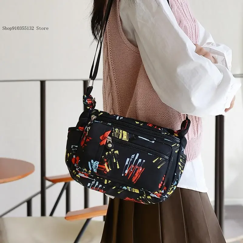 Multiple Colors Commuter Printed Thick Nylon Versatile Large Capacity Single Shoulder Crossbody Bag for Women