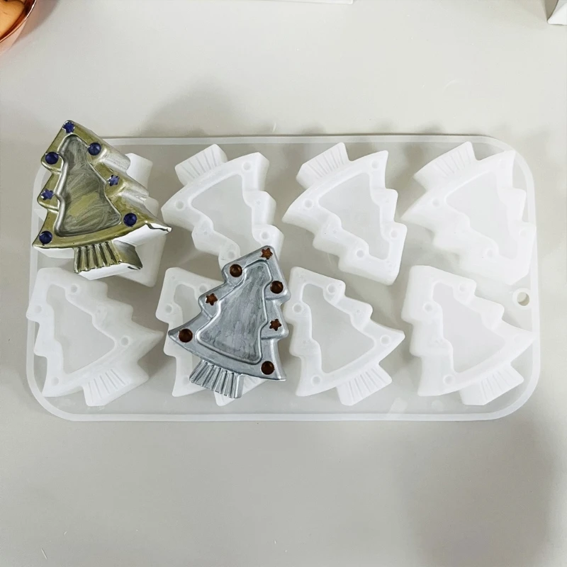 8 Cavities Christmas Tree Silicone Mould Plaster Molds Epoxy Resin Molds Molds Baking Molds Dessert Decoration Dropship