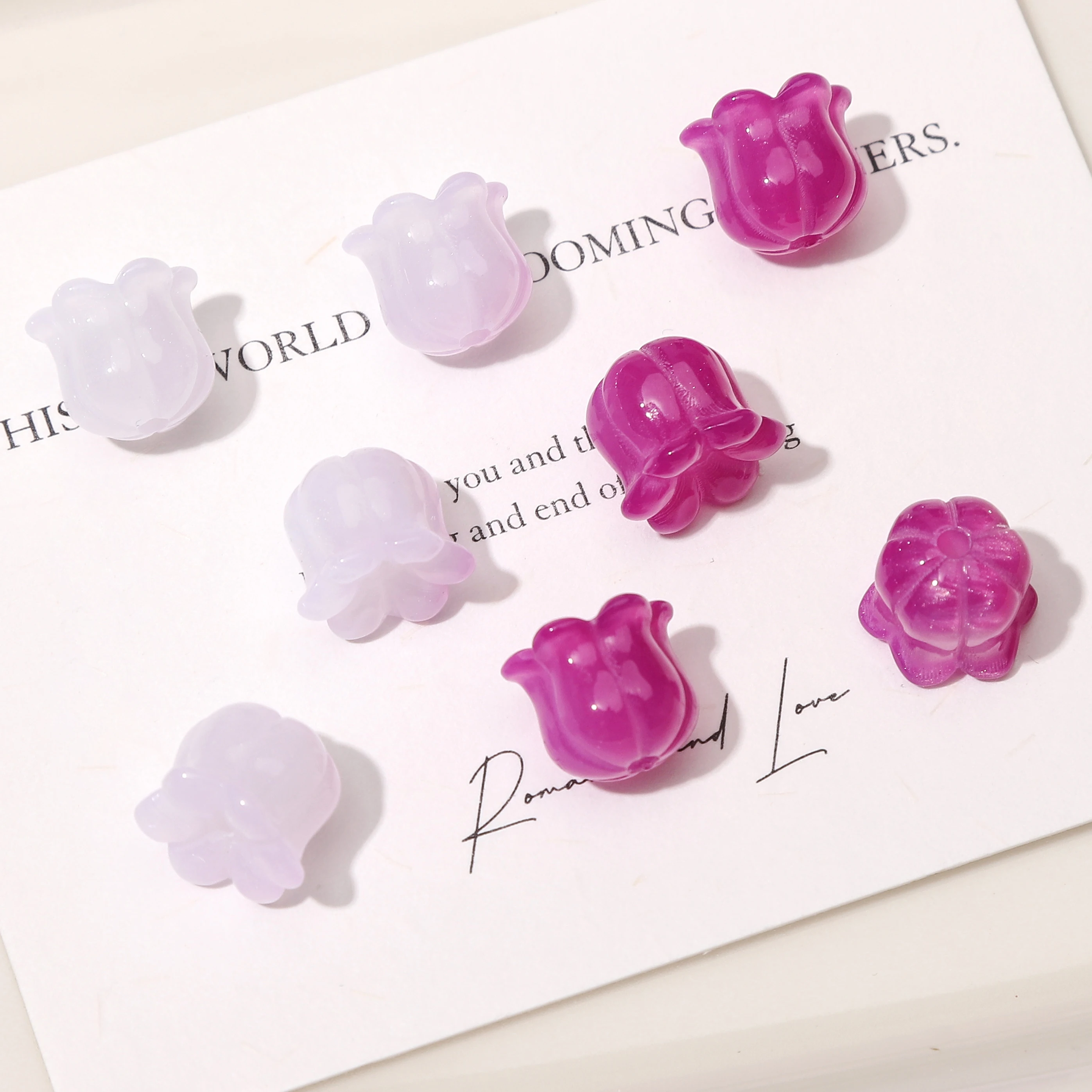 2/7pcs UV Color Changing Resin Bell Flower Beads