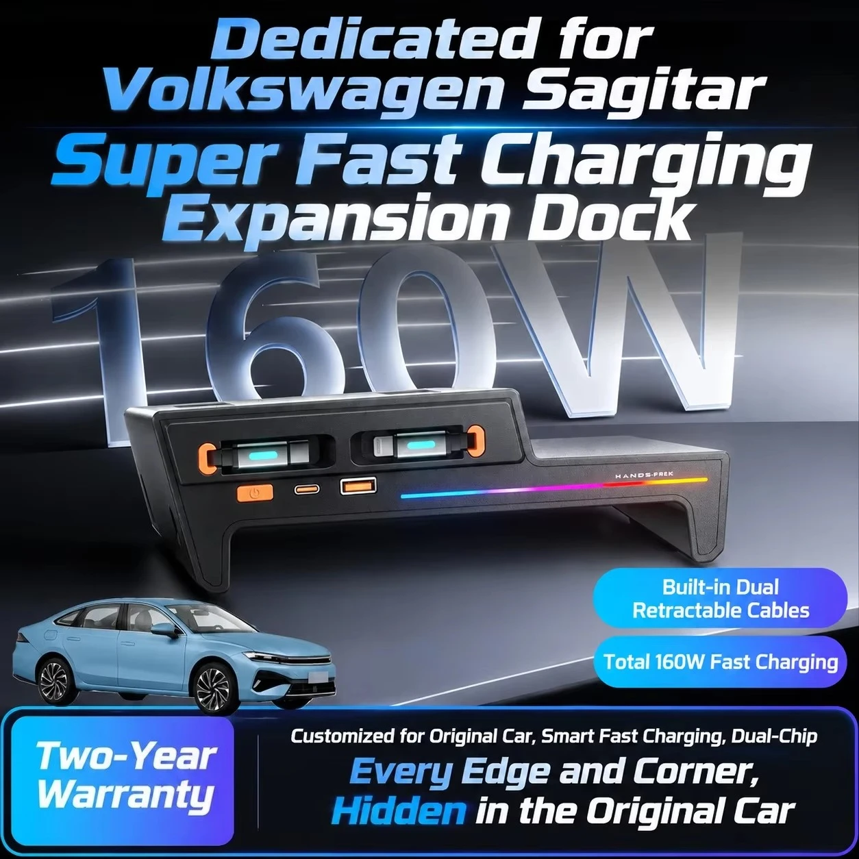 For Volkswagen Sagitar Car Center Console Charger Docking Station Fast Charging Cigarette Lighter Socket Upgrade Phone Charge