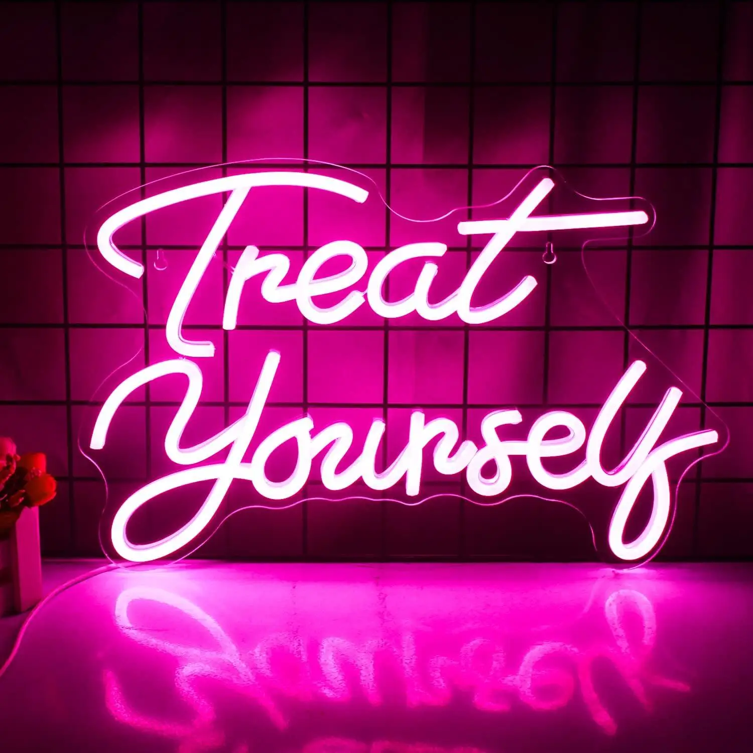 

Treat Yourself Neon Sign USB Dimmable LED Light for Bedroom Wedding Party Bar Home Aesthetic Wall Decor Gifts Night Light
