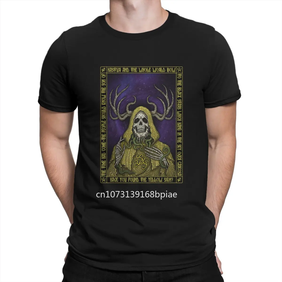 Men's T-Shirts Hastur Icon - Azhmodai Funny Cotton Tees Short Sleeve Howard Phillips Lovecraft Hastur T Shirts O Neck Clothing