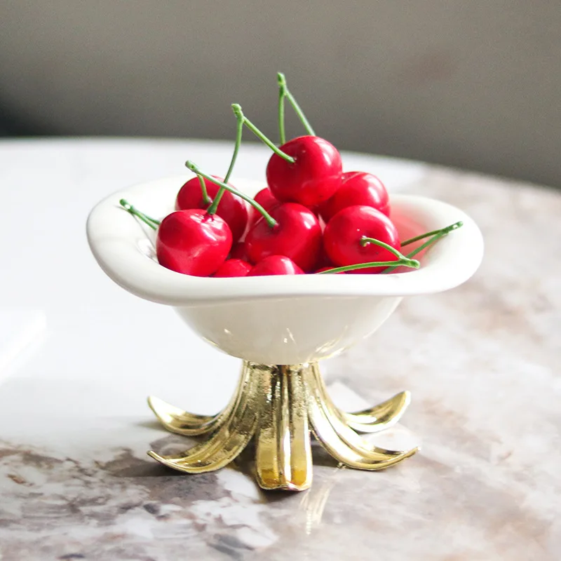

Creative Ceramic Fruit Plate Golden Branches Desktop Storage Container Candy Plate Tray Bowl Home Decoration Accessories