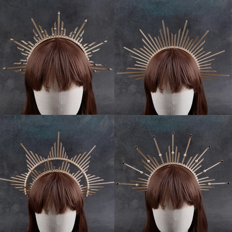 

Madonna Halo Amazon AliExpress Hair Crown Headwear Gothic Crown Halloween Dress up Hair Accessories Handmade Craftsmanship
