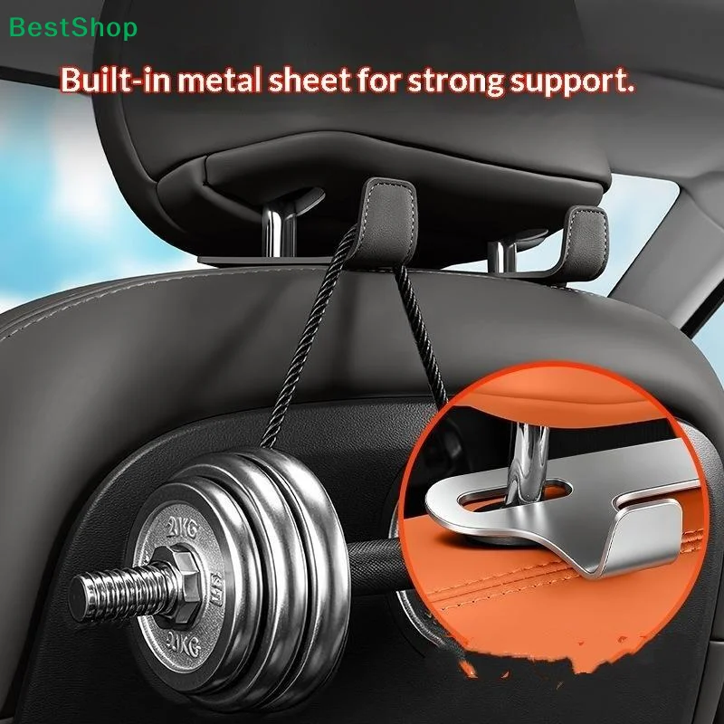 Super Fiber Leather Car Seat Hook Double Hook with Strong Load-Bearing Capacity No Shaking Rear Row Object Hook for Vehicle Inte