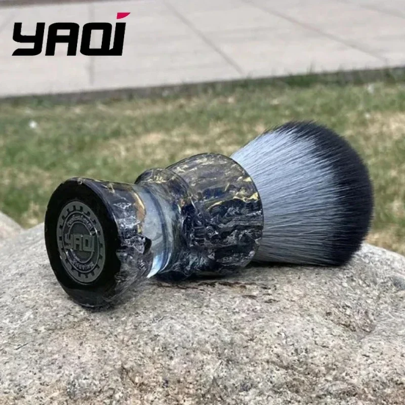 2026 YAQI ROCKS Men's Wet Shaving Brush 28mm Synthetic Hair Resin Handle for Facial Beard Stubble Grooming Limited-time sale