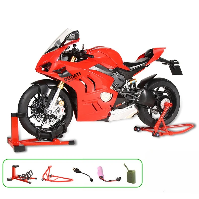 1:6 V4S Alloy Metal Diecast Model Motorcycle Game Toy Car With Smoke Spray Sound And Light Gift